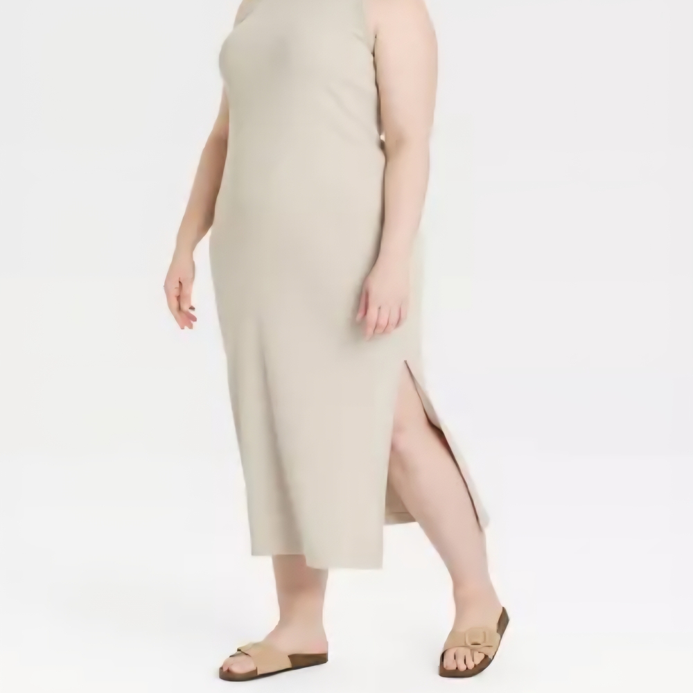 Sleeveless Beige Midi Dress